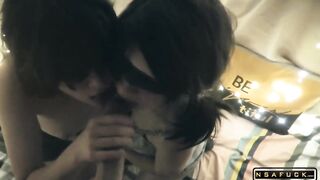 Threesome cumshot compilation sucking dick after cumming