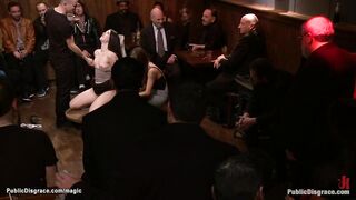 Boxed head slave fingered in public