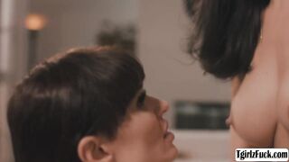 Ever wonder how a transexual fucks a brunette females pussy?