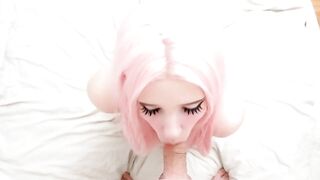 Pink-Haired Babe Gets a Facial from a Big Cock