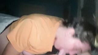 Pregnant Teen with Big Tits Gives a Blowjob