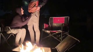 Rough Sex in a Public Park - Big Tits Exposed by the Fire!