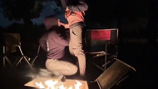 Rough Sex in a Public Park - Big Tits Exposed by the Fire!