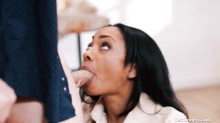 Ebony wife cheats with husbands stepbro