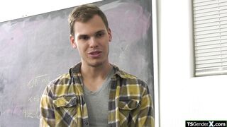 Guy takes out his cock ifo trans teacher