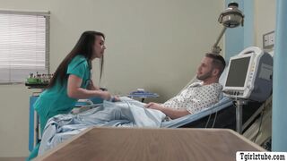 Lucky patient got his dick sucked by hot TS nurse