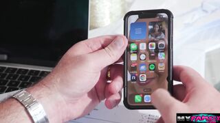 Giving my stepdad a footjob while stepmom is out