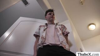 TS got shocked of friends stepbrothers big cock