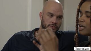 Ebony Trans babe Cloudy Vi butt fucked by big cock