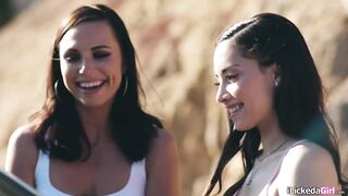 Lesbian teen having 3some with classmate