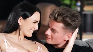 Cute Shaved Brunette Fucks Big Cock