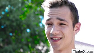 My first double penetration with this busty TS