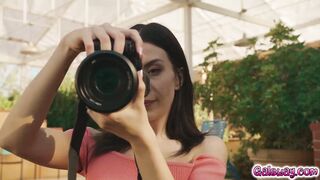 Natalie Brooks convinces Nicole Kitt and Lucy Lotus to kiss for a photo