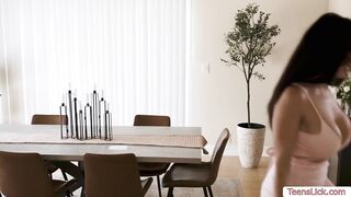 Lesbian brunettes puts dildo inside their assholes