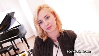 Big dick for cute blonde spinner on her first video shoot