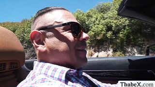 Stopping for a minute to fuck this hot TS hitchhiker