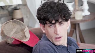 Caught my perv stepson jerking off on couch