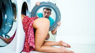 My petite stepmom is stuck in the dryer