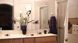 My stepmom. In bathroom and masturbating (spy)