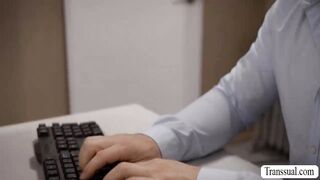 Slut secretary watches her TS boss jerking off 2