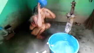 Rural Indian. Busty aunty soaping in front of me