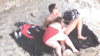 Chubby Niece devours cock on the beach