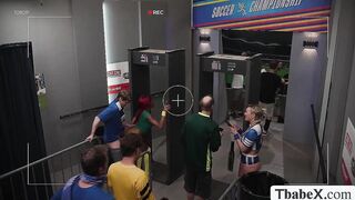 Two security officer fucked by soccer fans