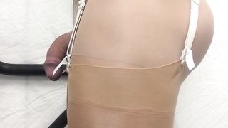 Mini skirt and stockings