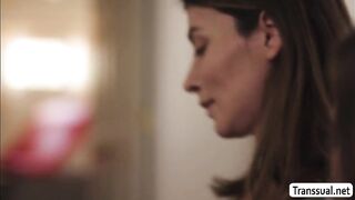 Bigtits shemale licks and fucks her horny stepdaughters pussy