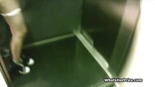 Paid public lift quickie with Latina cutie