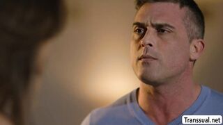 Busty trans woman licks and fucks the ass of her mistress