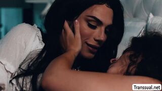 Horny stepdaughter gets her wet pussy fucked by TS stepmom