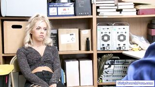 A security officer strips and fucks blonde teen shoplifter