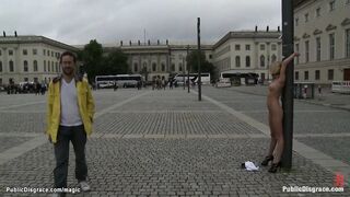Blonde Euro babe group public fucked