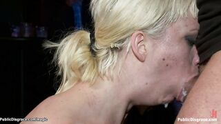 Blond whipped and fucked in public