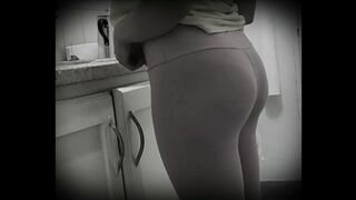 My stepmom caught masturbating in the kitchen